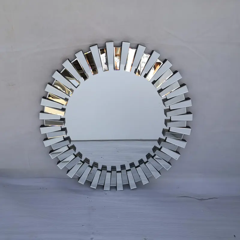 Modern Round Shape Wall Mirror Accent Mirror 3 D Decor Mirror For Bedroom Bathroom Furniture