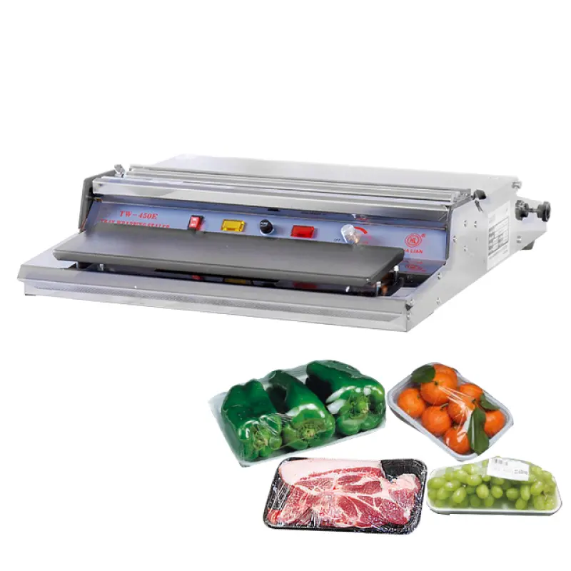 Desktop Hand Food Meat Vegetable Fresh Cling Film Tray Wrapping Sealer 45pcs per min Film,film