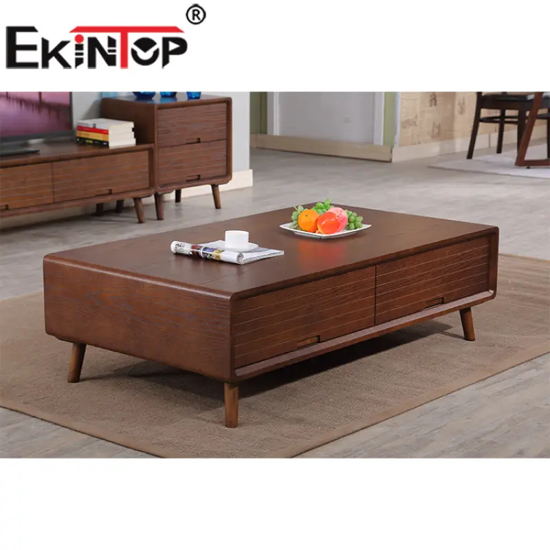 Ekintop hot sale free sample luxury wooden tea table design marble top coffee table