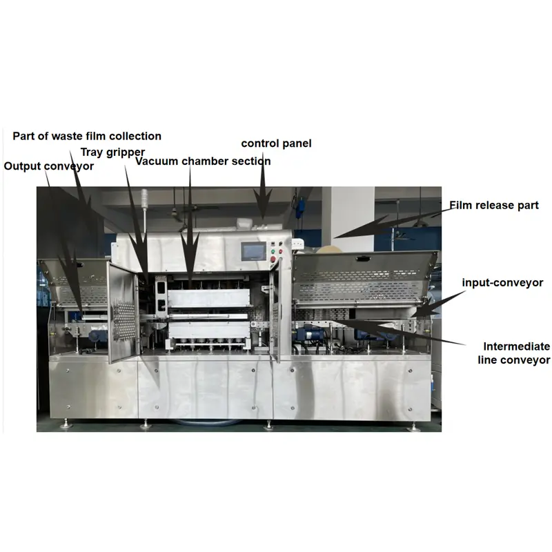 HVT-350AZ Hualian Multi functional Linear Type Meat Food Tray Vacuum Sealing Packing Packaging Machine