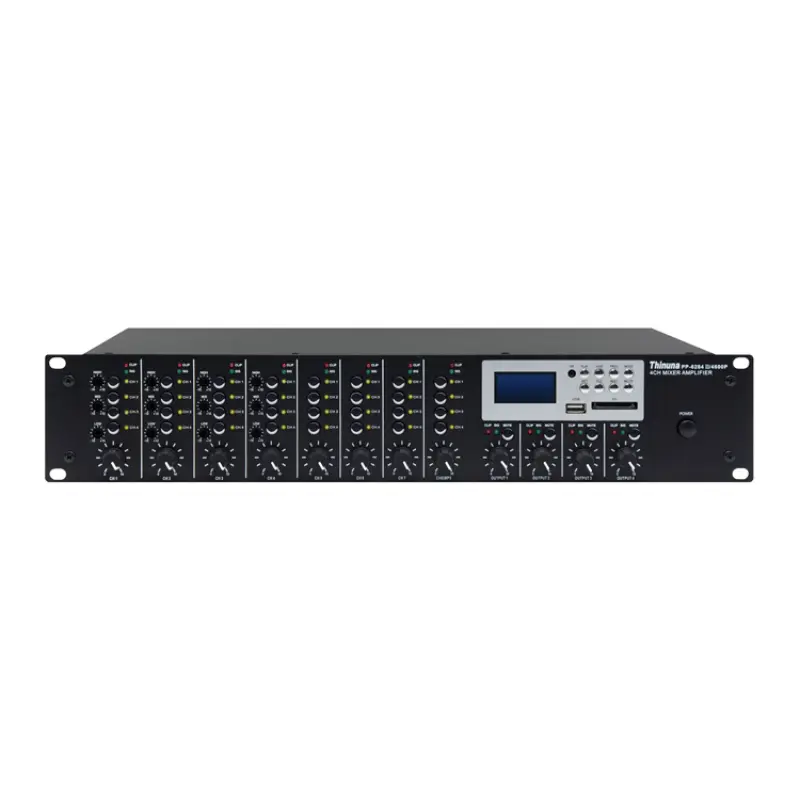 Thinuna PP-6284 II-4600P Public Address System 8 x 4 Audio Matrix Amplifier 4*600W Power Amplifier with USB-SD-BT FM playback