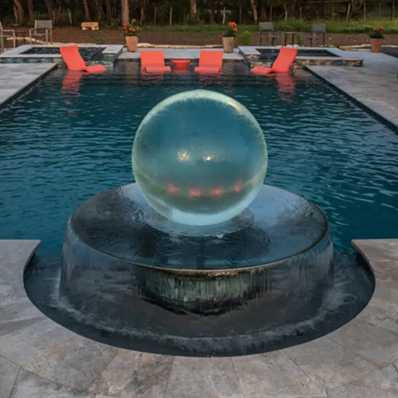 Large Stainless Steel Light Acrylic Sphere Garden Water Fountain