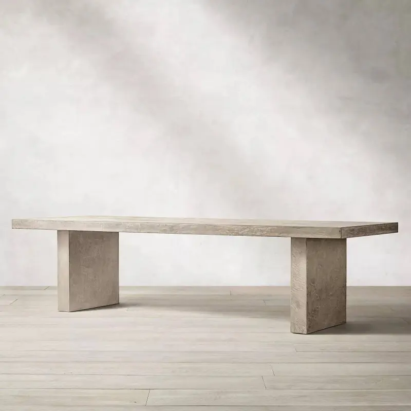Modern American Style Dining Room Table Waxed With Concrete Solid Wood