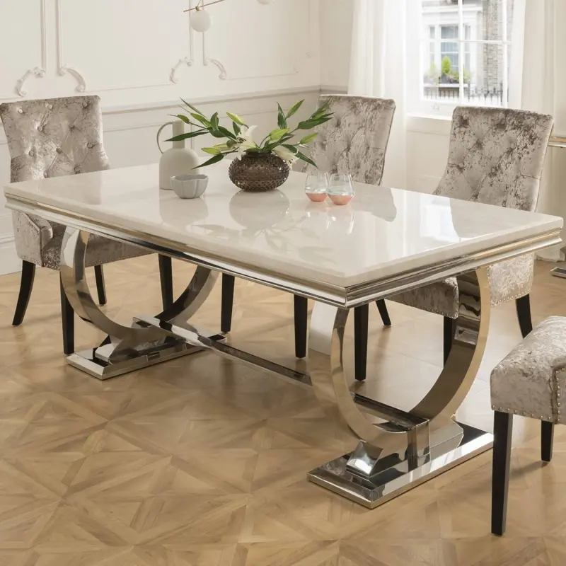 Modern Italian Marble  Luxury Small Dining Table Set For 4 Chairs