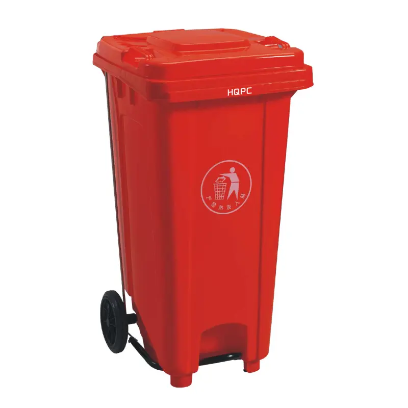 High Quality 120L Plastic Foot Pedal Garbage Trash Can Plastic Wheelie Dust Bin