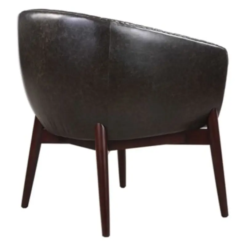 Modern Restaurant Furniture black Leather chair with Small Copper nail Design Wooden Legs Dinning Chair