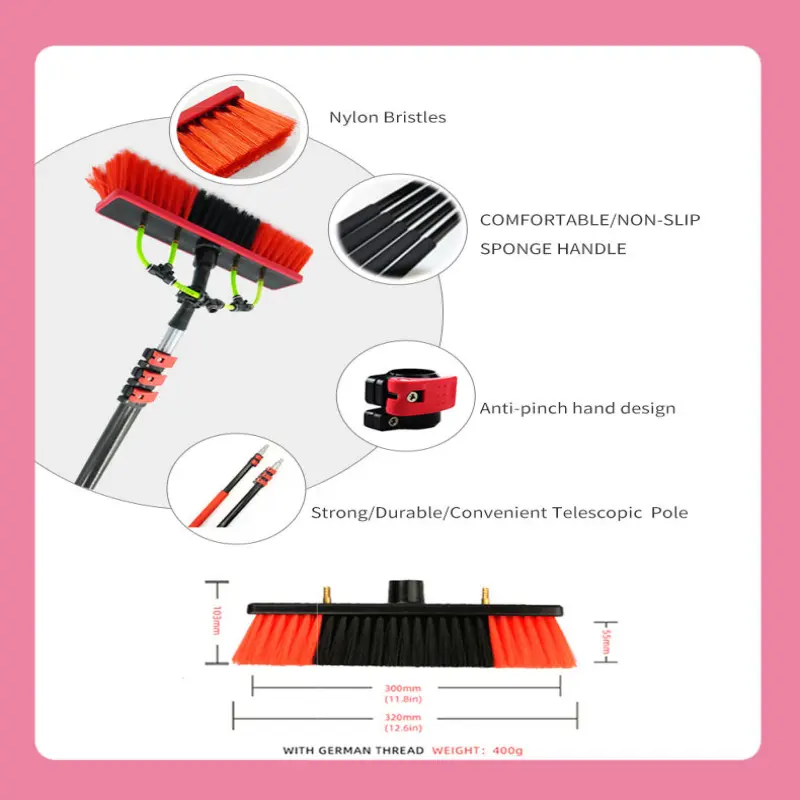 Extend Clean Water Fed Pole Telescopic Brush for Window Cleaning Solar Panel Cleaning