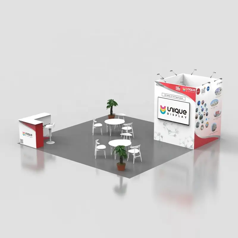 Exclusive Modular Tension Fabric Display Backdrop Counter Ceiling Banner Trade Show Equipment Exhibition Booth Stand