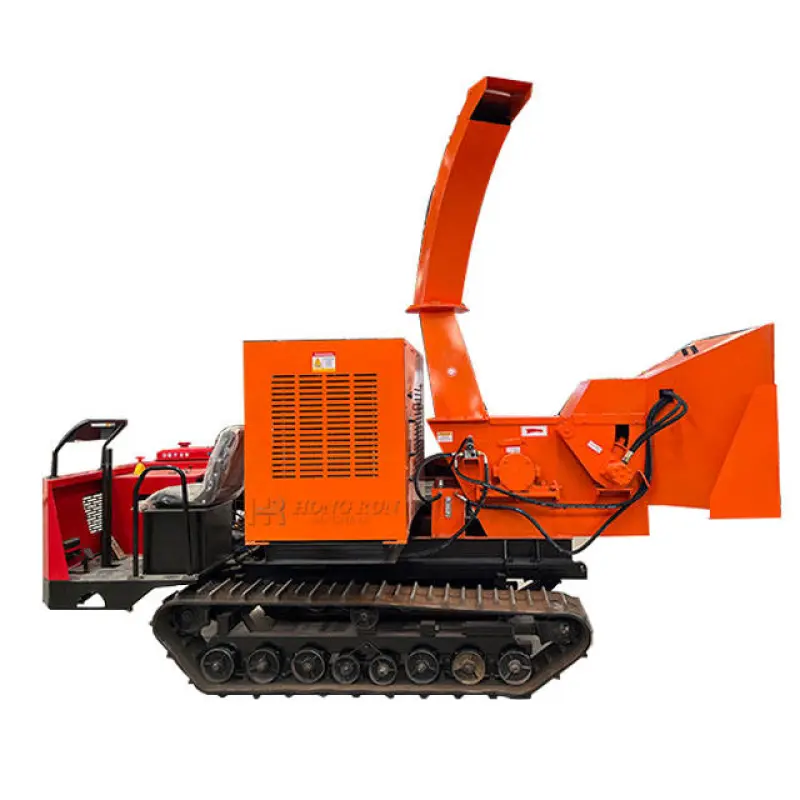 HR Crawler Mobile Tree Branch Crusher Crop Straw Shredder Machine Orchard Greening Pruning Residual Branch Chipper