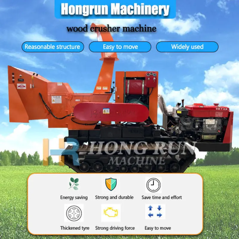 HR Crawler Mobile Tree Branch Crusher Crop Straw Shredder Machine Orchard Greening Pruning Residual Branch Chipper