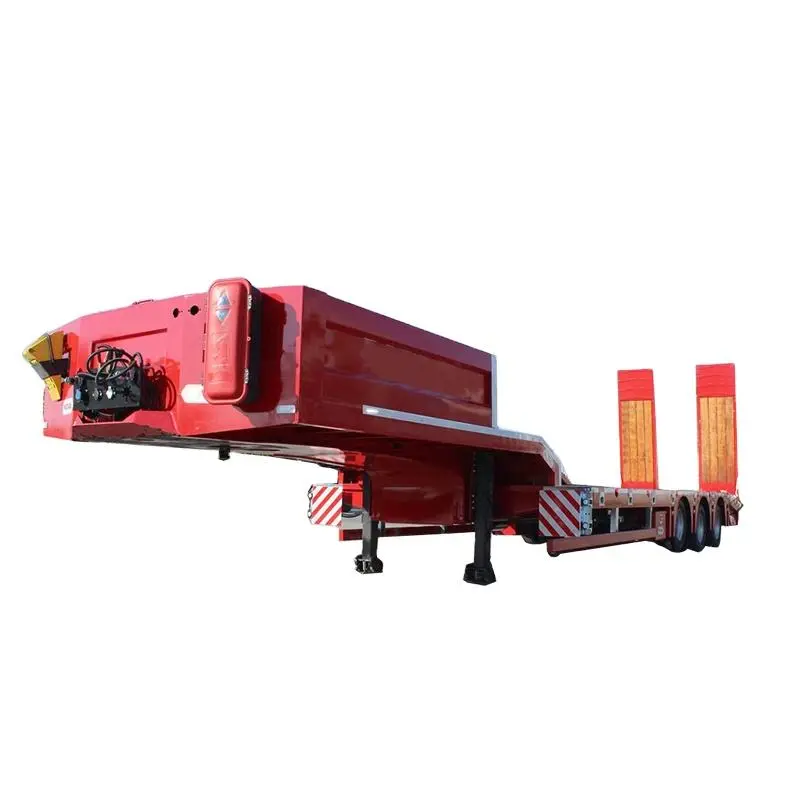 60 Ton Heavy Duty Low Boy Machine Carry Multi Axles Low Bed Semi Truck Trailer