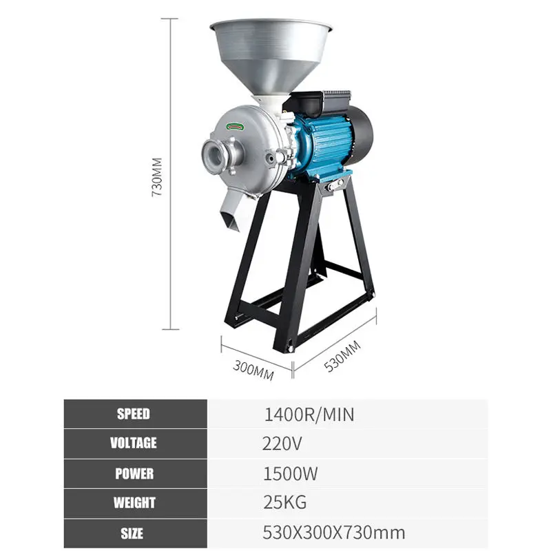 Commercial Grinder Wet And Dry Corn Grain Grinder Grinding Wheat Flour Milling Machine Flour Mill