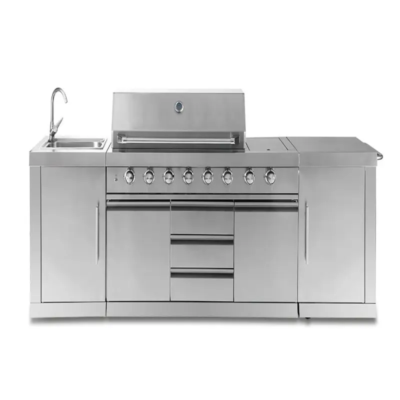 304 Stainless Steel Outdoor Kitchen Restaurant Barbecue Table Top BBQ Gas Grill