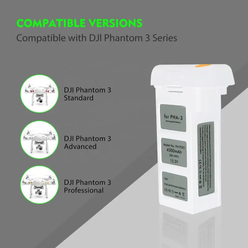 4480mAh 15.2V 68.4Wh Li-Po Intelligent Flight Drone Batterie DJI Phantom 3 Replacement for DJI Phantom 3 Battery