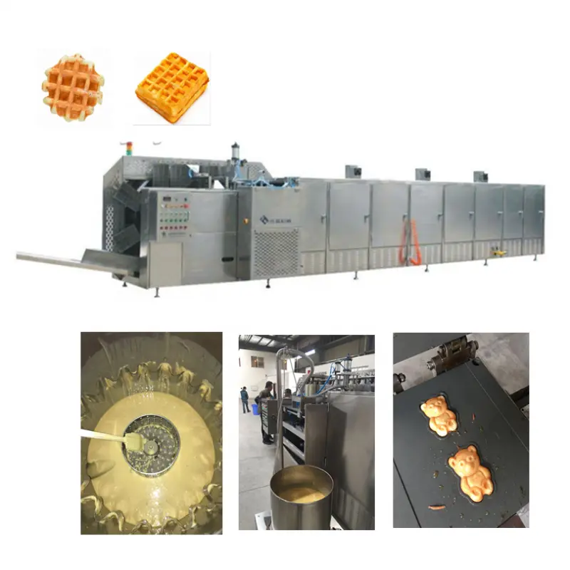 Commercial Turnkey Automatic GAS Waffle Making Machine with filling chocolate cream