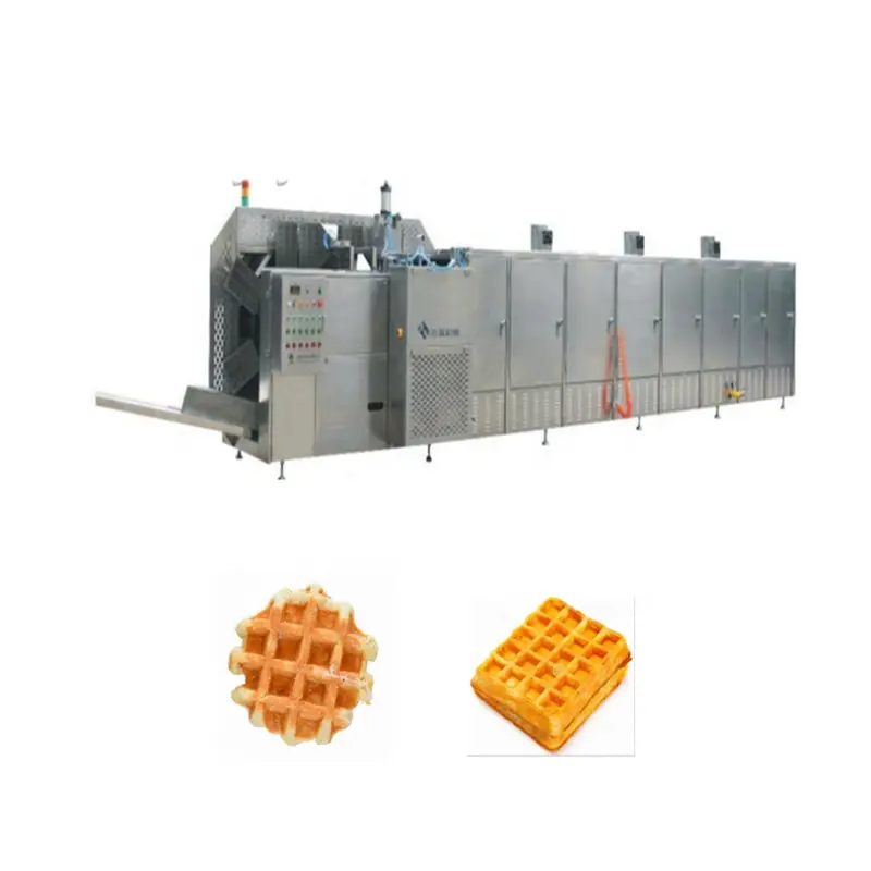Commercial Turnkey Automatic GAS Waffle Making Machine with filling chocolate cream