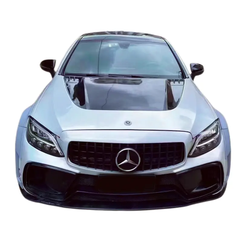 Used for C63s w205 modification GT style PP injection molded front bumper  rear bumper side skirts and rear spoiler body kit