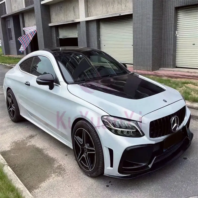 Used for C63s w205 modification GT style PP injection molded front bumper  rear bumper side skirts and rear spoiler body kit