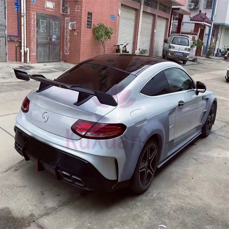 Used for C63s w205 modification GT style PP injection molded front bumper  rear bumper side skirts and rear spoiler body kit