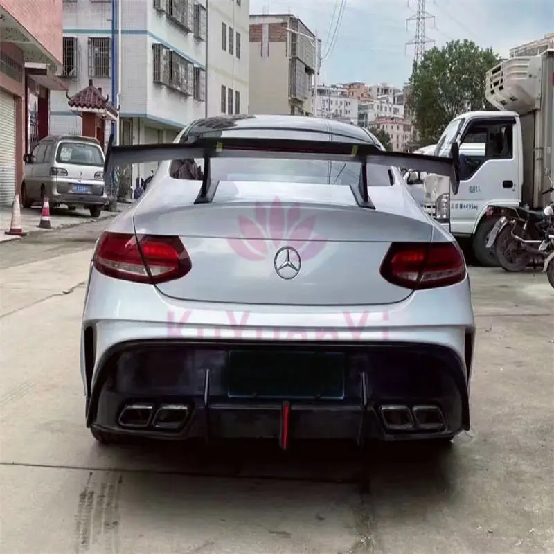 Used for C63s w205 modification GT style PP injection molded front bumper  rear bumper side skirts and rear spoiler body kit