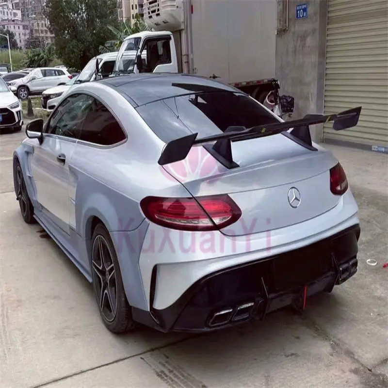 Used for C63s w205 modification GT style PP injection molded front bumper  rear bumper side skirts and rear spoiler body kit