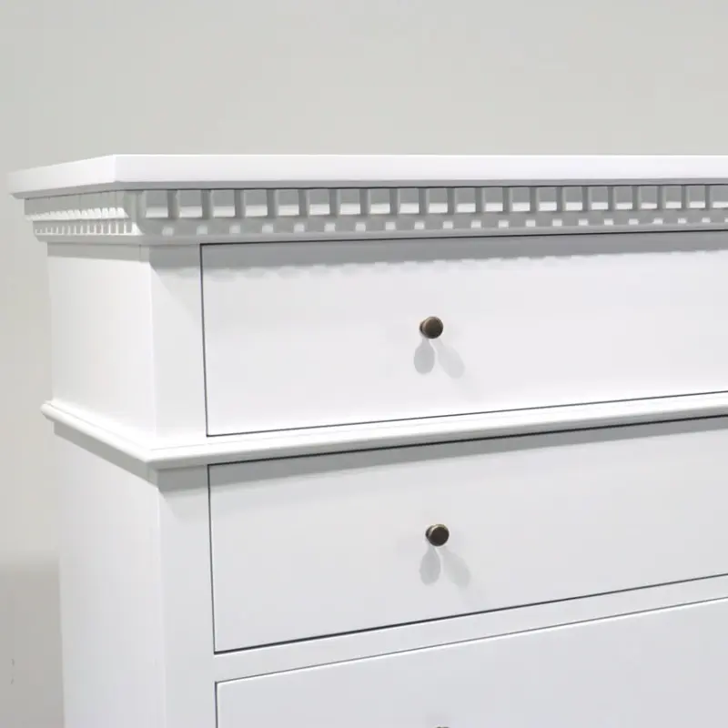 White Set Wardrobe Chest Of Four Drawers With Metal Slide End Of Bed Chest