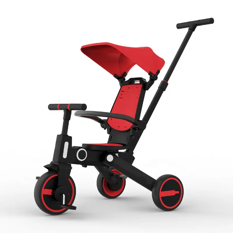 Foldable Kid Baby Tricycle 4 In 1 Stroller Bicycle