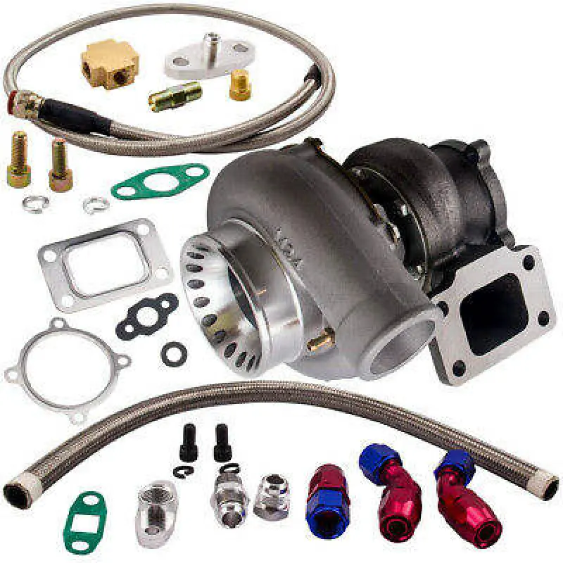 Turbo Kit GT35 GT3582 GT3540 T3  Universal AR .70 Turbo Turbocharger 600HP +Oil Feed &amp;Return Line 10 AN for 2.5L-6.0L Engine