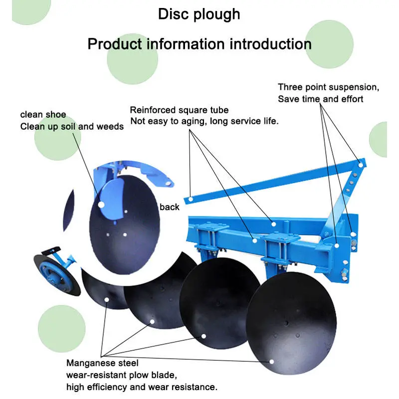 High Quality 2-6 Disc Plough Agricultural Equipment For Tractors