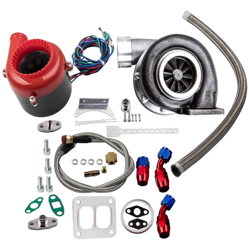 Gt45 V-band Turbocharger Turbo Kit Blow Off Valve Oil Return feed Line Turbine