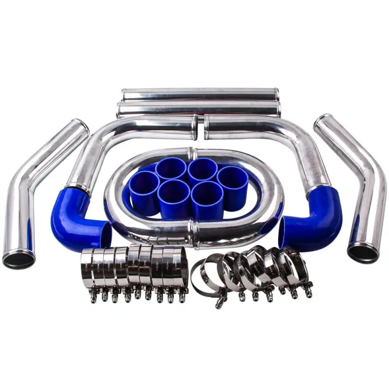 MaXpeedingrods 2.5" 64mm Aluminum Universal Intercooler Turbo Piping pipe Kits &amp; Blue hose kits
