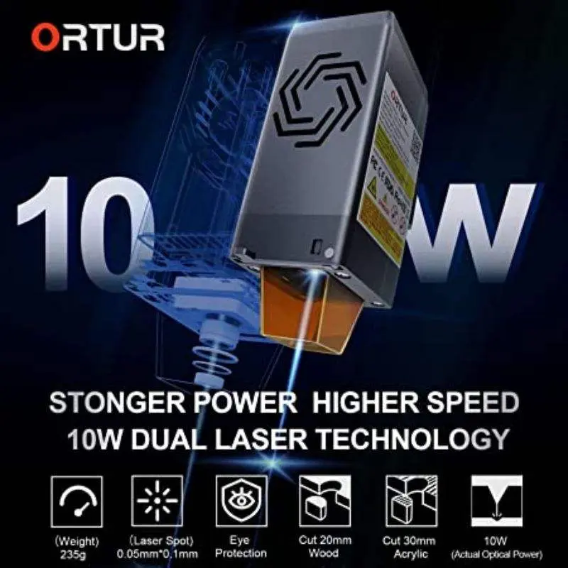 ORTUR 10W CNC DIY Wood Acrylic 3d Laser Engraving Machines, BIG Size 400*400mm Portable Laser Engraving Cutting Machine