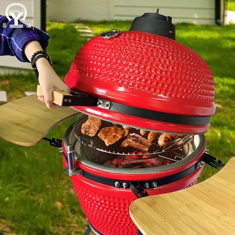 Manufacturer Table Top Barbecue Oven Big Vertical Ceramic Egg Shape BBQ Charcoal Grill