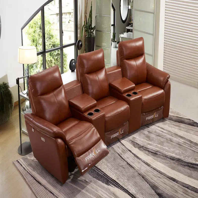 Home Theater Furniture Electric Cinema Sofa Leather Re-cliner Chair For Private Theatre