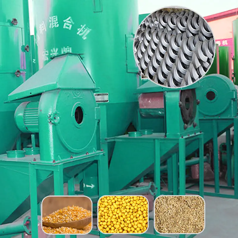 Farm Use Automatic Diesel Engines Carbon Steel Body Vertical 1000kg h Poultry Feed Mixer Machine With Cast Iron Grinder