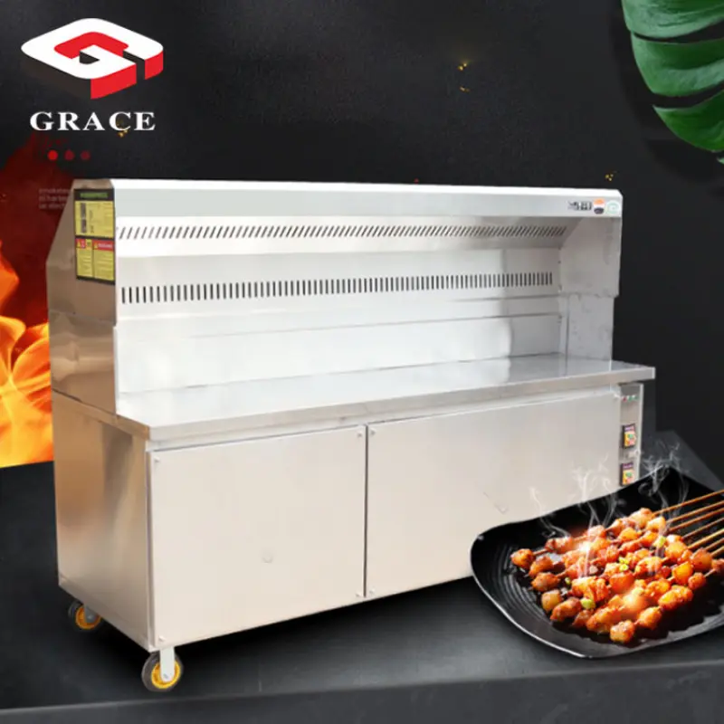 Grace Stainless Steel BBQ Truck Commercial Use Mobile barbecue truck Outdoor Smokeless BBQ Grill