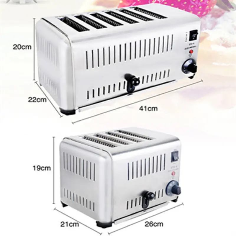 Restaurant Breakfast Kitchen Equipment Hotel Electric Toaster 6 Slices Stainless Steel Commercial Sandwich Bread Oven