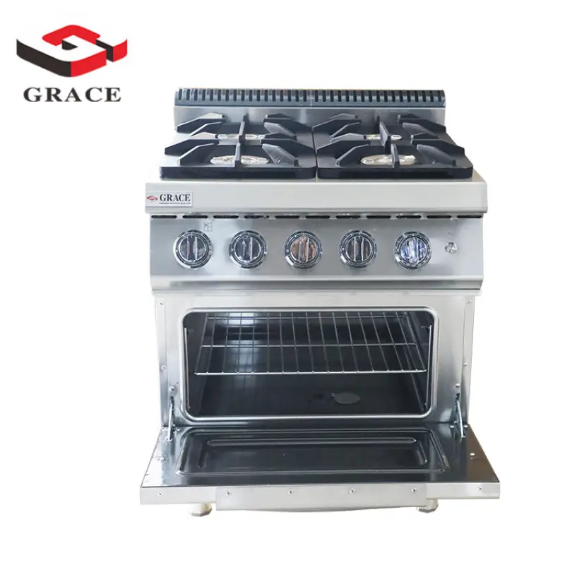 Commercial Restaurant Equipment 4 Burner Professional Gas Range Cooker With Oven