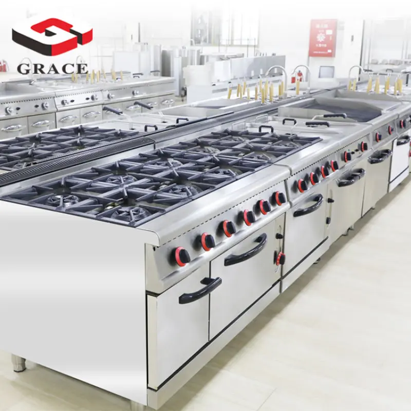 Commercial Standing Stainless Steel Gas Cooker 4 Burner Gas Stove With Oven