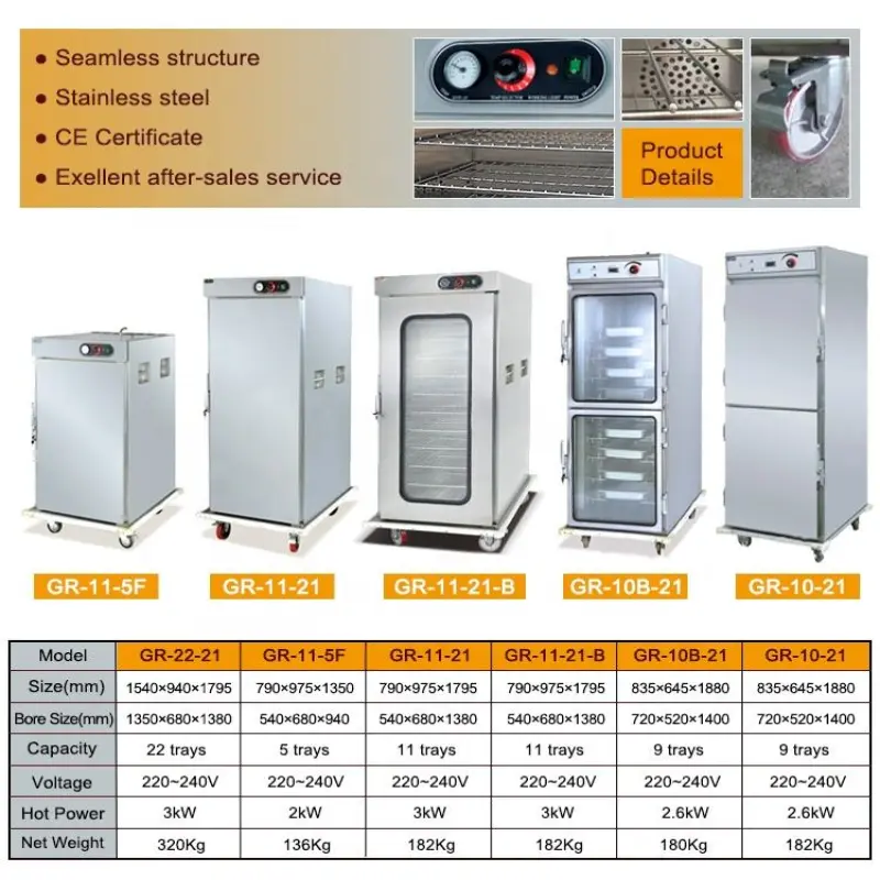 Grace Commercial Hotel Banquet Equipments Large Stainless Steel Food Warmer Upright Heated Holding Cabinet