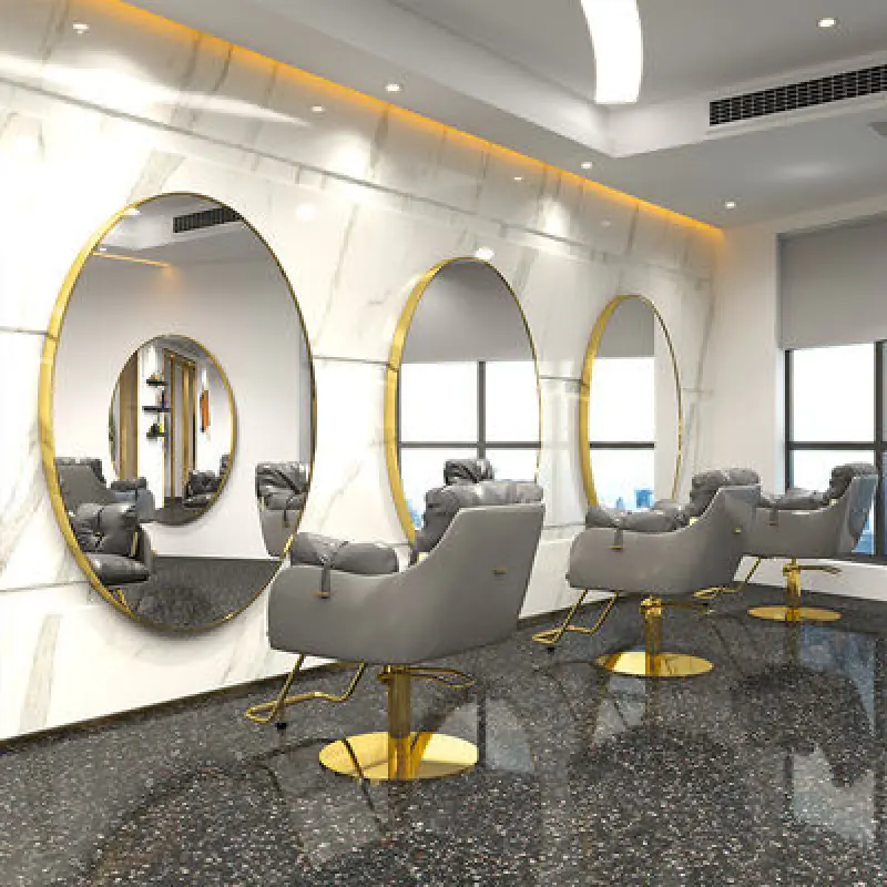 Hair Salon Mirror In Double-sided Hair Styling Mirror For Salon Beauty Copper Mirror Station