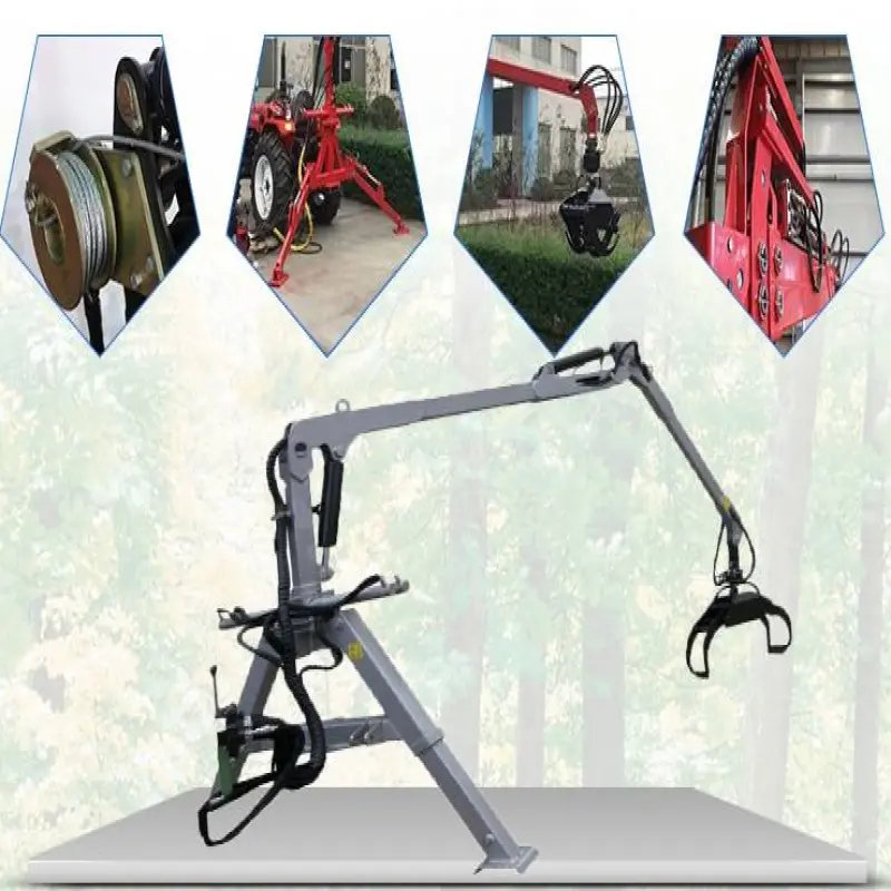Log Crane With Hydraulic Pump And Engine Motor In Forestry Machine