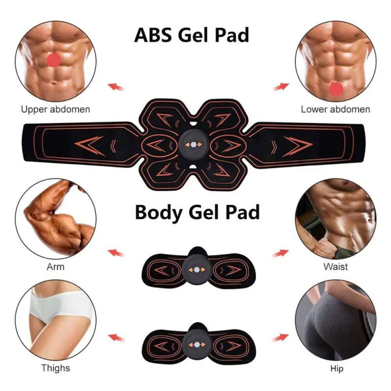 EMS ABS Stimulator Abs Trainer Muscle Toner Abdominal Toning Belt Workouts Portable AB Training Home Office Fitness Equipment