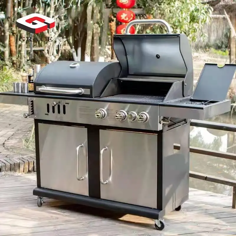 GRACE Outdoor Courtyard BBQ Charcoal Grill Stainless Steel Gas Grill Stove