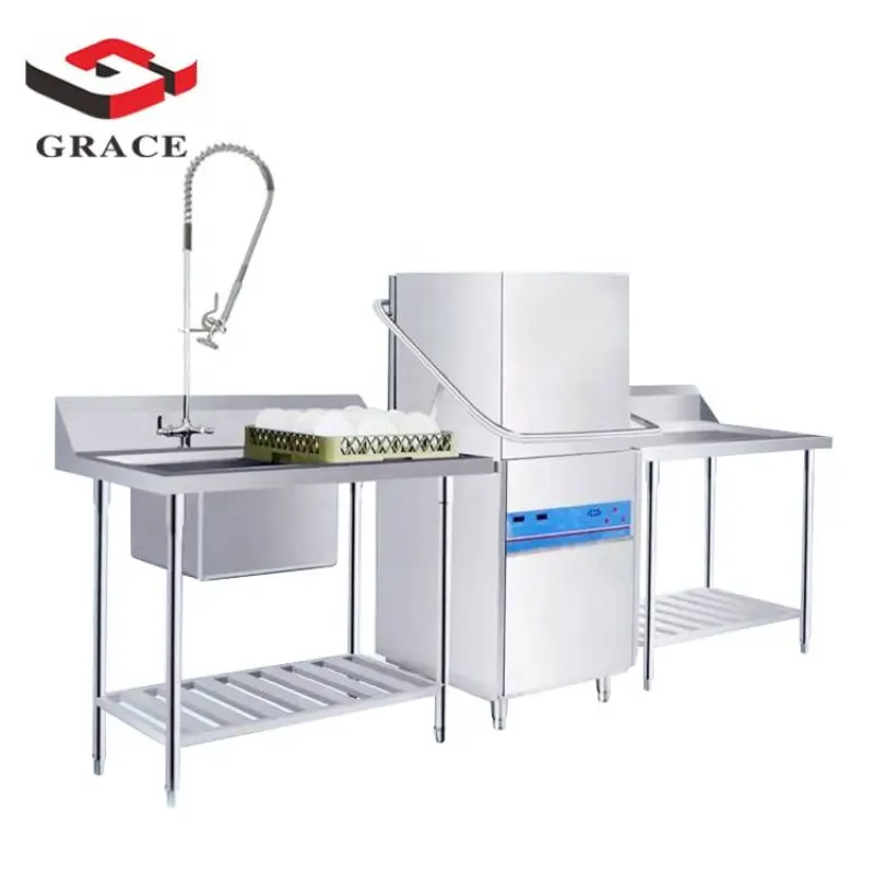 304 Stainless Steel Commercial Dishwasher Hood Type Automatic Dish Washer For Sale