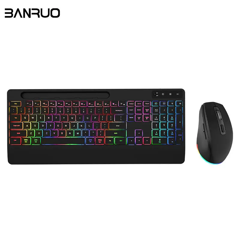Hot Wireless Keyboard And Mouse Combo OEM ODM Office Waterproof Silent Computer LED RGB Backlit Mouse &amp; Keyboards Mouse