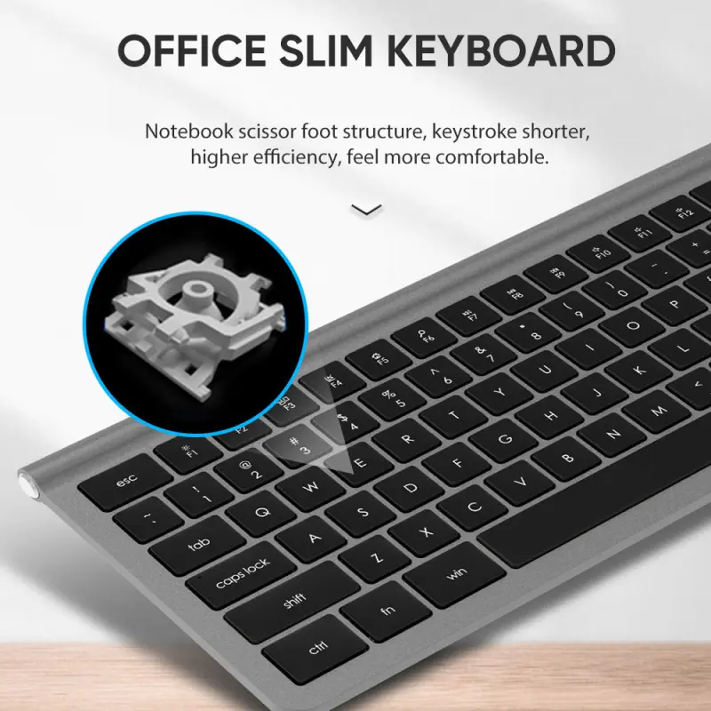 Full Size 107 Keys Scissors Structure Slim Office Wireless Keyboard 2.4G +Bluetooth Backlit Wireless Keyboards For PC Laptop