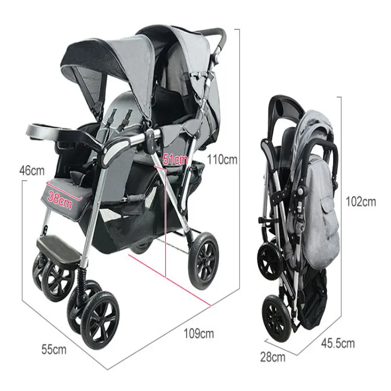 New Style 2-in-1 Twins Double Stroller Prams For Wholesale