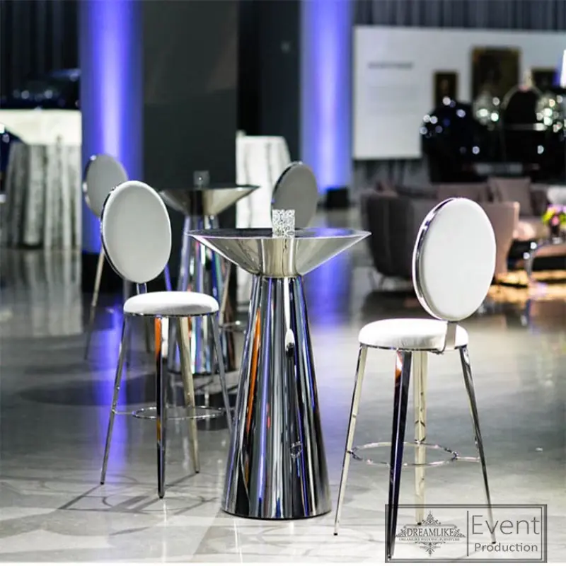 Wedding And Night Club Stainless Steel Tall Used Bar Furniture For Sale