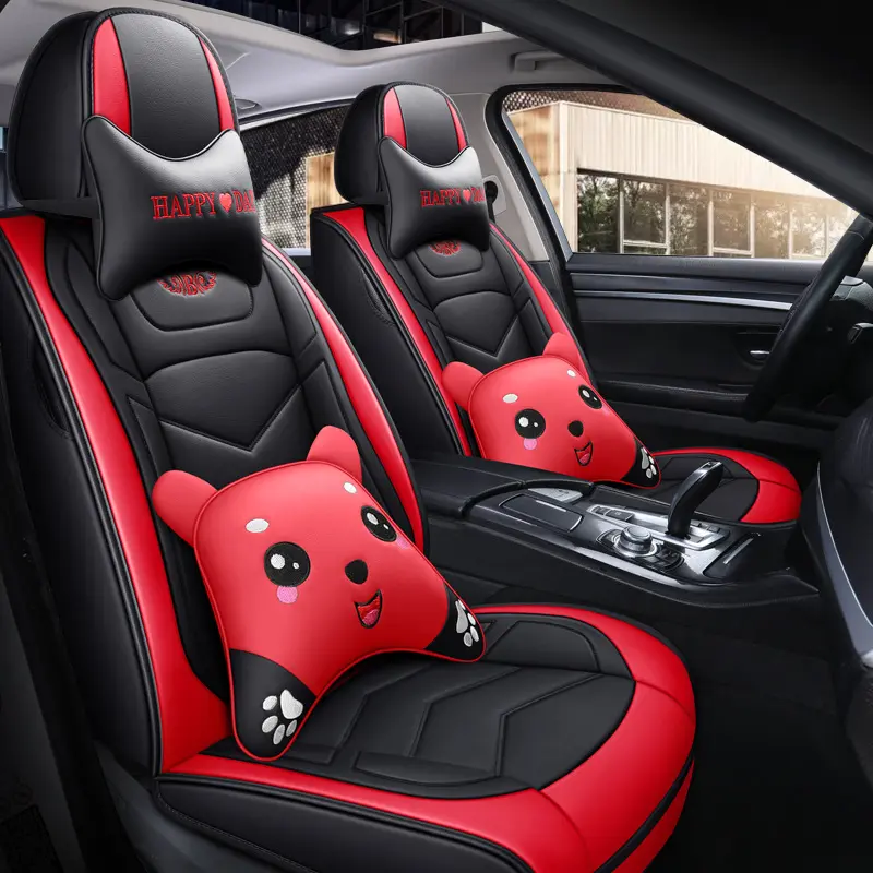 2023 new all-inclusive high-quality pu leather cartoon four-season car seat cushion five-seater